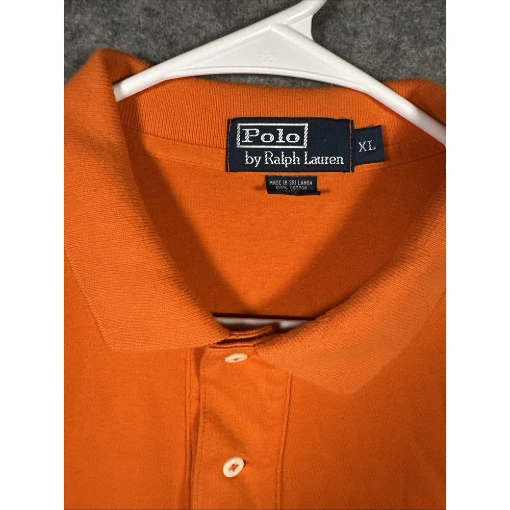Polo‎ Ralph Lauren Polo Shirt Mens XL Orange Soft Cotton Green Pony